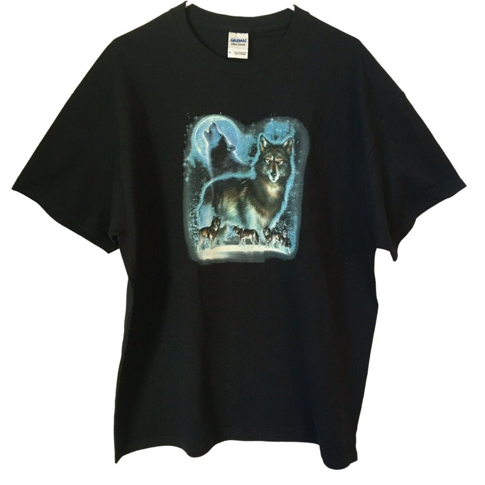 T Shirt Moon Wolf Pack Unisex XL Black Gildan Brand NWOT NEW Sizes Available